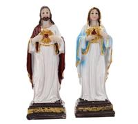 FUNOMOCYA 2piezas Estatuas Virgen María y De Resina Decoración Religiosa Católica Hogar Figura Espiritual para Estantes De Mesa y Entrada