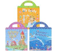 FUNOMOCYA 3 Juegos Libro de Pegatinas Reutilizables Educativas para DIY con Escenas de Cuerpo Océano y Princesas Fomentan Creatividad y Concentración Preescolar para Decorar Habitaciones