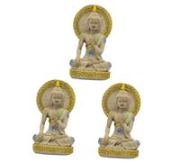 FUNOMOCYA 3 Piezas Estatua de Buda de Resina Dorada Adorno para Decoración de Hogar y Escritorio Figura Artesanal de Asiático para Mesa y Interior