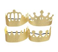 FUNOMOCYA 4 Coronas de Cumpleaños para Tiaras Elásticas Doradas Purpurina Diademas de Poliéster Suave para Disfraz de Príncipe y Fiesta Infantil