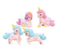 FUNOMOCYA 4 Piezas Adornos Unicornio Miniatura para Decoración de Paisaje Miniatura Figuras de Unicornio de Diseño Adorable para Tartas y Decoración de Interiores