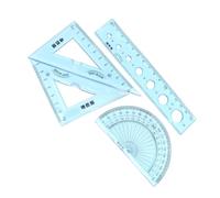 FUNOMOCYA 4 Piezas Reglas Flexibles Transparentes para Estudiantes Set de Material Escolar Duradero con Regla Ondulada Transportador y Triángulos para Dibujo y Geometría Escolar