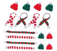 FUNOMOCYA 48 Piezas Mini Sombreros de Punto y Bufandas Navideñas Suaves Sombreros de Santa Claus Miniatura para Decoración de Botellas Muñecos Manualidades DIY