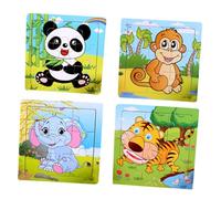 FUNOMOCYA 5 Piezas Juguetes de Madera para Rompecabezas Educativo Infantil con Animales Elefante Tigre Panda Mono Didáctico para Desarrollo y Aprendizaje Preescolar