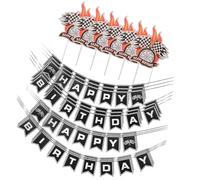 FUNOMOCYA 6 Juegos Guirnalda Cumpleaños Temática Coche Carreras Banderas Cuadros Decoración Fiesta Infantil Fácil Instalación