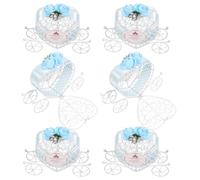 FUNOMOCYA 6 Piezas Caja de Dulces para Boda de Cajas con Diseño Europeo Elegante Forma de Carroza Corazón Azul para Regalos y Detalles de Fiesta