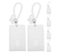 FUNOMOCYA 6 Piezas Portatarjetas Transparente con Cadena de Bolas y Colgante Funda Doble Cara para de Identidad Tarjeta de Crédito y Foto PVC Resistente