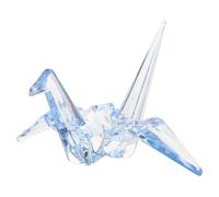 FUNOMOCYA Adorno de Grulla de Origami Transparente en Acrílico, Escultura Grande de Pájaro 3D Azul Claro, Decoración Creativa para Cumpleaños y Obsequio Infantil