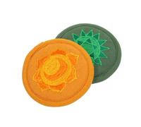 FUNOMOCYA Alfombrillas Para Cuencos Cantores Bordadas a Mano De Nepal, Cojines Redondos Pequeños De 10 Cm En Verde y Naranja, Tapetes Decorativos Rituales Budistas Para Meditación y Yoga (2 Piezas
