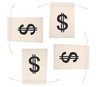 FUNOMOCYA Bolsa de Tela Cordón 16x22 Cm Paquete de 4 Bolsas de Algodón Beige Símbolo de Dólar para Dinero Organizador de Monedas y Regalos para Fiestas Pirata