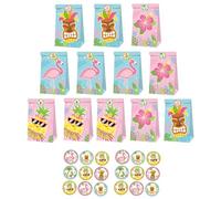 FUNOMOCYA Bolsas Ecológicas para Fiestas Hawaianas Pegatinas Diseño Flamenco para Cumpleaños y Biodegradables y Resistentes