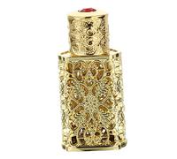 FUNOMOCYA Botella de Aceite Esencial de 3 Ml Grabado Hueco y Diseño Metálico Dorado, Dispensador Creativo y Decorativo Adecuado para Perfume y Uso Diario