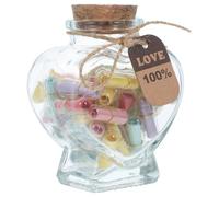 FUNOMOCYA Botella Decorativa de Vidrio en Forma de Corazón Cápsulas para Notas de Amor, Tapa de Corcho, Frasco Miniatura para Mensajes Secretos, Obsequio para Aniversario y Parejas