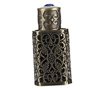 FUNOMOCYA Botella Para Almacenar Aceites Esenciales 3 Ml Azul Verdoso Antiguo Vidrio y Metal Dispensador a Prueba De Fugas Para Viaje Uso Diario