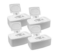 FUNOMOCYA Caja para Toallitas Húmedas de Plástico en Color Blanco, 4 Unidades, Dispensador Compacto para Hogar, Baño y, Recipiente Práctico para Toallitas Desechables, Almacenamiento