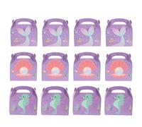 FUNOMOCYA Cajas de Obsequio para Fiesta de Sirenas de Papel Asa Set de 12 Unidades Diseño Marino Sirena Pez Caballo Ideales para Dulces y Recuerdos Cumpleaños y Eventos