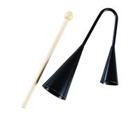 FUNOMOCYA Campana Agogo Negra de Dos Tonos con Palo de Madera, Instrumento de Percusión Samba para Niños, Juguete Musical Portátil y Educativo, Adecuado para Aprendizaje y Uso Infantil