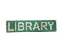FUNOMOCYA Cartel Vintage de Biblioteca de Hojalata Verde, Fácil de Instalar, Adorno Retro para Pared del Hogar y Rincón de Lectura