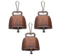 FUNOMOCYA Cencerro Pequeño de Metal Vintage para Ganado, Campana Ruidosa de Pastoreo Acabado Cobre Rojo, Juego de 3 Unidades, Campana Colgante para Granja y Manejo de Suministros