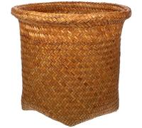 FUNOMOCYA Cesta tejida de ratán para almacenamiento, cesta decorativa para papel de desecho, sin rebabas, adecuada para baño y balcón, contenedor natural