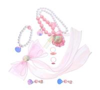 FUNOMOCYA Conjunto de Joyas para Niñas con Temática Sirena y Princesa Incluye Clips de Lazo Collar de Conchas Pulsera de Perlas y Anillo Accesorios Adorables para Cumpleaños y Fiestas