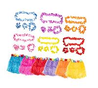 FUNOMOCYA Conjunto De Lei Falda De Hierba Para Fiestas Hawaianas 6 Sets Hula Skirt Grass Skirt Hawaiian Party Traje Stage Dress up Props