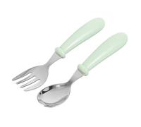 FUNOMOCYA Cubiertos Infantiles Inoxidable Duradero Pequeños para Alimentación de Bebés y Color Verde con Estuche Protector Utensilios Ligeros y para Facilitar el Aprendizaje Autónomo