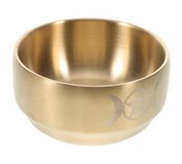 FUNOMOCYA Cuenco Ritual de Cobre Triple Luna Pentagrama, Quemador de Incienso y Candelabro Decorativo Pagano, Herramienta de Altar Wiccan para Ceremonias y Ofrendas en Hogar