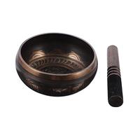 FUNOMOCYA Cuenco Tibetano de Meditación de 14,5 Cm Varilla de Madera, Juego de 2 Piezas para Yoga, Musicoterapia y Decoración Zen, Cuencos Cantores para Relajación y Mindfulness