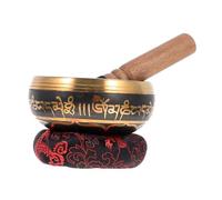FUNOMOCYA Cuenco Tibetano Para Meditación Con Almohadilla y Varilla De Madera Cuenco Musical Budista Para Terapia y Relajación Diseño Tradicional Nepalés
