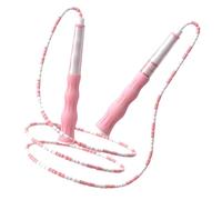 FUNOMOCYA Cuerda para Saltar Ajustable Cuentas de Bambú Niñas Cuerda de Ejercicio Deportiva para Fitness y Educación Física Color Rosa Inicial Longitud para Altura hasta 175 M