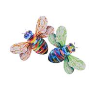 FUNOMOCYA Decoración De Pared Arte De Abejas De Metal Para Jardín y Patio, Juego 2 Piezas Alas Verdes y Naranjas, Hierro Forjado Resistente Al Exterior, Diseño Colorido y Durable