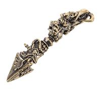 FUNOMOCYA Dorje Tibetano de Latón Envejecido, Estatua de Mortero Vajra Antiguo, Amuleto Ritual Budista, Protección Mal, Colgante Artesanal para Decoración y Exorcismo Espiritual