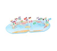 FUNOMOCYA Educativo Infantil de Geografía con Banderas de Madera para Niñas de Aprendizaje Cognitivo y Desarrollo Juguetes Educativos para Ampliar Conocimientos Globales