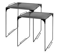 FUNOMOCYA Estante Plegable de Hierro Negro 2 Piezas para Almacenamiento Cocina y Despensa Organizador de Malla Metálica Resistente y Apilable para Armarios y Fregadero