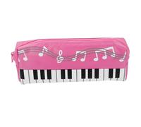 FUNOMOCYA Estuche para Bolígrafos Pequeño con Diseño de Teclado de Piano Bolsa Organizadora Portátil de Lona Color Rosa Funda Práctica y Divertida para Lápices y Bolígrafos