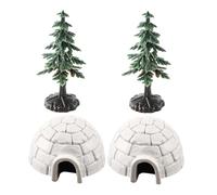 FUNOMOCYA Figuras Artificiales Mini Casas de Hielo y Árboles de Navidad Realistas para Decoración Navideña y Paisaje de Mesa Ligero y Resistente