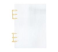 FUNOMOCYA Funda Acrílica Transparente para Carpeta A5 de 6 Anillas, Cubierta Resistente y Fácil de Limpiar, Portadas con Diseño de Rayas y 2 Anillas Doradas para Uso Escolar y Oficina