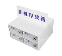 FUNOMOCYA Gabinete Acrílico para Teléfonos Celulares 4 Rejillas y Cerradura, Caja de Gestión de Teléfonos para Uso en Taquillas de Empleados