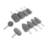 FUNOMOCYA Juego de 10 Cabezales de Amoladora Rotativa de Corindón Marrón, Brocas Abrasivas Cilíndricas y Cónicas, Muela Abrasiva para Pulido, Esmerilado y Eliminación de Óxido, Repuesto