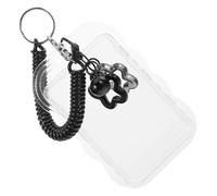 FUNOMOCYA Juego de 3 Tarjeteros Deslizantes Transparentes con Resorte Negro, Protector de Tarjeta de Identificación y Bus, con Llavero Estrella, Adecuado para Oficina y