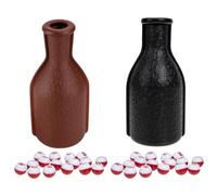 FUNOMOCYA Juego de Dados para Billar 2 Botellas Agitadoras de Plástico Negro y Marrón Accesorios Portátiles para Fiestas y Entretenimiento en Casa Set de Dados y Vasos de Plástico para