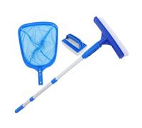 FUNOMOCYA Kit de Limpieza de Piscina con Cepillo Telescópica Cepillo de Esponja y Recolectora Equipamiento de Limpieza para Estanques y SPA Azul