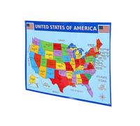 FUNOMOCYA Mapa de Estados Unidos Educativo para Pared Póster Grande Resistente al Desgaste Material Escolar para Aula y Habitación Mapa Geográfico Detallado de América para Aprendizaje