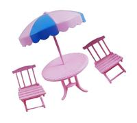 FUNOMOCYA Mesa y Sillas de Playa para Muñecas 16 Cm, Juego de 2 Sillas Pequeñas y Mesa Plegable Sombrilla, Material Abs Resistente, Decoración y Accesorio para Mini Casa y Fotografía
