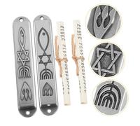 FUNOMOCYA Mezuzá Puerta Metalica Religiosa Decorativa 2 Piezas Metal Símbolos Judíos para Oración Hogar y Cocina Acento de Decoración de Mezuzá Judaica