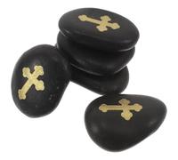 FUNOMOCYA Piedras de Oración Naturales Guijarro Grabado Roca 5 Piezas Negras 4-6 Cm Cruces Cristianas Variadas para Bautizo Decoración Espiritual Regalos de Fe y Bendición