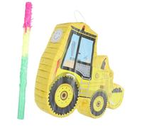 FUNOMOCYA Piñata de Papel Excavadora Amarilla para Fiestas Infantiles Juego de 2 Piezas Palo para Golpear Decoración y Juguete Divertido para Cumpleaños y Celebraciones