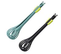 FUNOMOCYA Pinzas de Cocina de Nailon Negro 2 Pcs, Resistentes y Cómodas para Mezclar Huevos y Sujetar Alimentos, Utensilios Multiuso para Cocina y Ensaladas