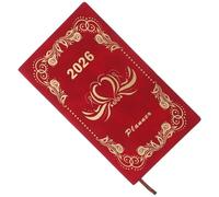 FUNOMOCYA Planificador Diario 2026 A6 Cubierta de Pu Roja, Agenda Pequeña para Gestión, Planificador Semanal y Mensual Rastreador de Hábitos, Adecuado para Oficina, Estudio y Viajes